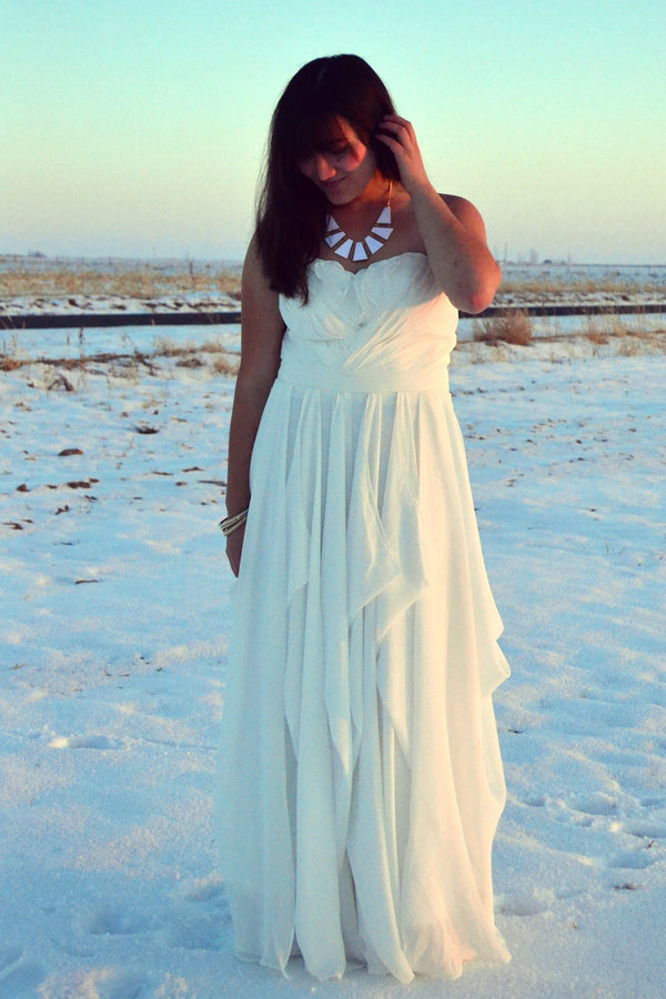 A-line Sweetheart Floor Length Chiffon Hem Special Wedding Dress-stylesnuggle