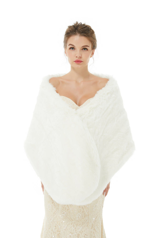 Adah - Winter Faux Fur Wedding Wrap-stylesnuggle