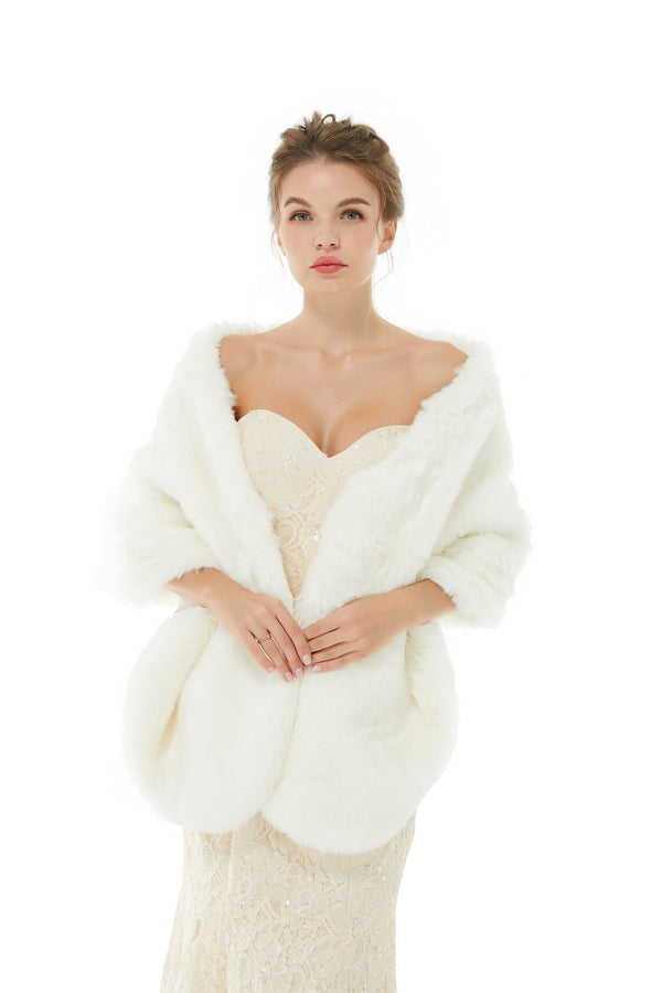 Adah - Winter Faux Fur Wedding Wrap-stylesnuggle
