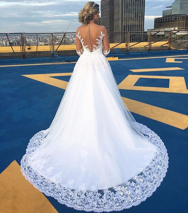 stylesnuggle custom made this Long Sleeves wedding dresses, custom made bridal gowns in high quality at factory price, we sell dresses online all ove the world. Also, extra discounts are offered to our customs. We will try our best to satisfy everyoneone
