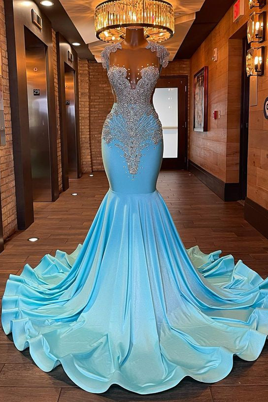 Beautiful Long Sleeveless Mermaid Prom Dress With Beading-stylesnuggle