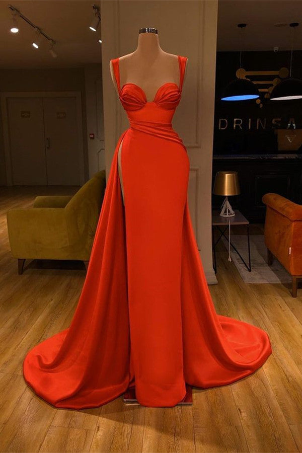 Beautiful Red Starps Sweetheart Long Prom Dress With Split-stylesnuggle