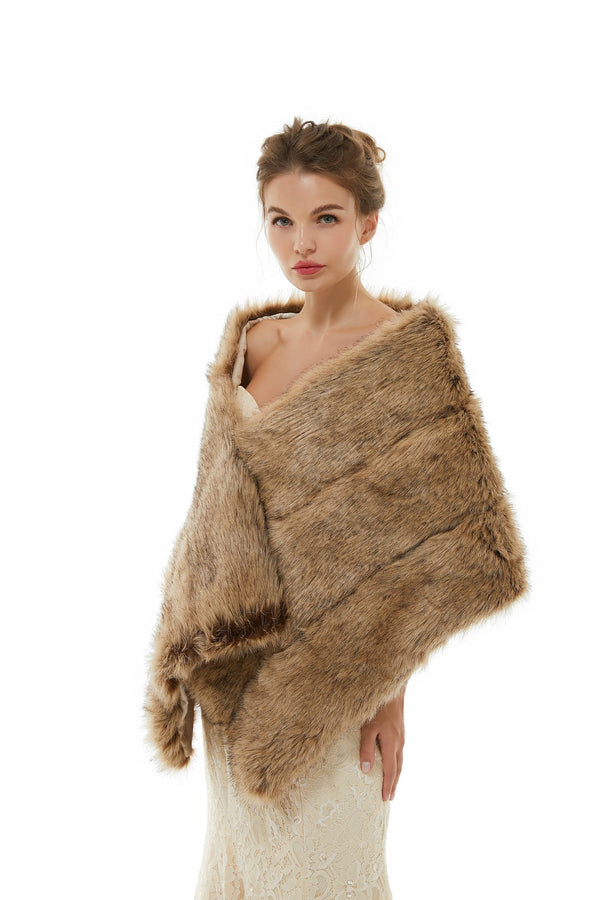 Bency - Winter Faux Fur Wedding Wrap-stylesnuggle