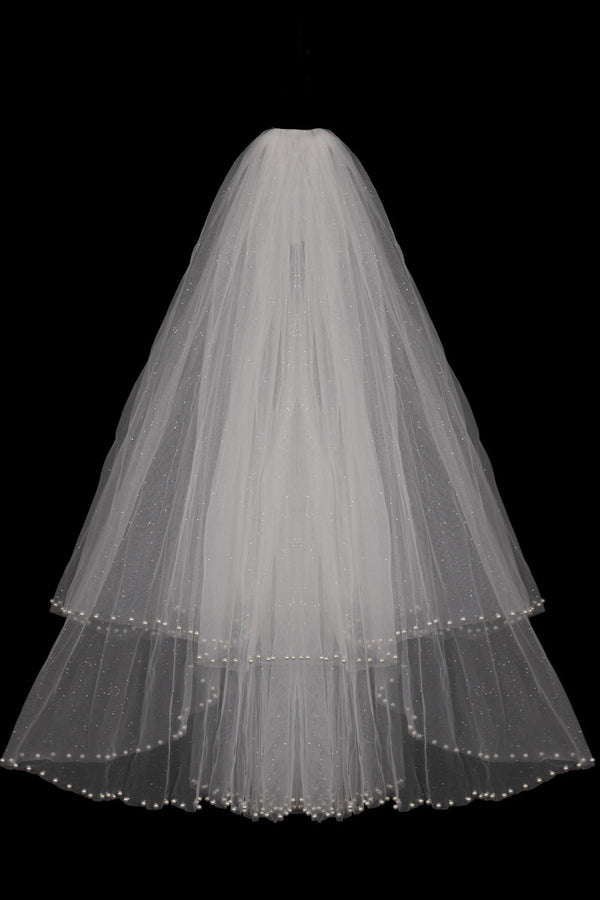 Beverly Classic With Pearls Wedding Veils-stylesnuggle