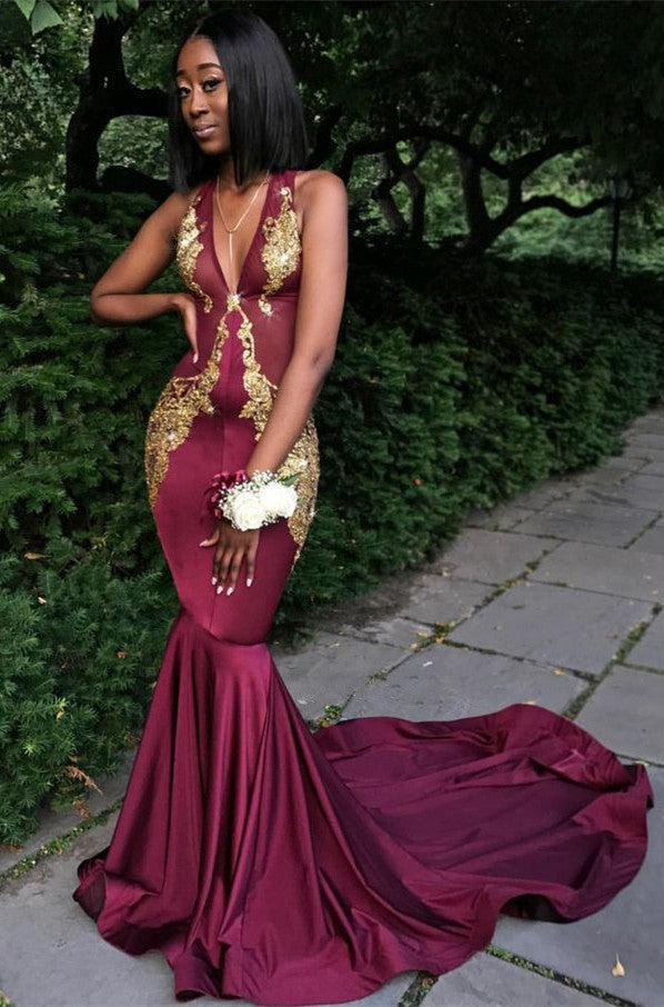 Looking for custom made v-neck mermaid burgundy prom dress,  New Arrival evening gowns on sale? stylesnuggle has all covered on Burgundy V-Neck Prom Dress,  Mermaid Evening Dress.