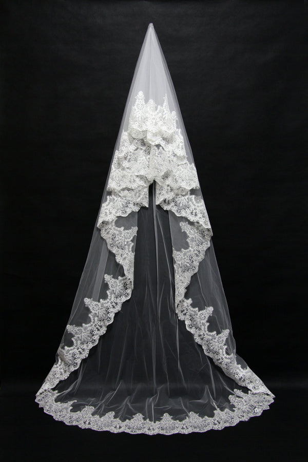 Camille Long Lace Wedding Veil Wedding Veils-stylesnuggle