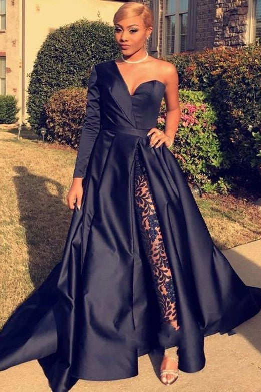 stylesnuggle offers new Chic Asymmetric One Shoulder Satin Prom Dress and Special Style Floor Length Party Dress With Lace Trousers at a cheap price. It is a gorgeous A-line Prom Dresses in Satin,  which meets all your requirement.