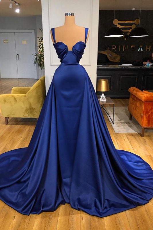 Chic Royal Blue Straps Sweetheart Prom Dress Overskirt Long-stylesnuggle