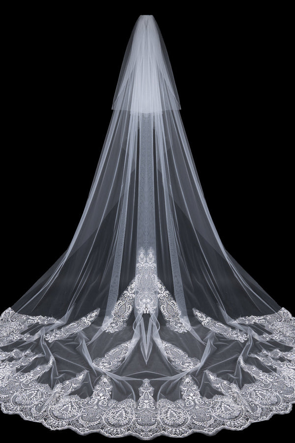 Christine Attractive Long Lace Wedding Veils-stylesnuggle