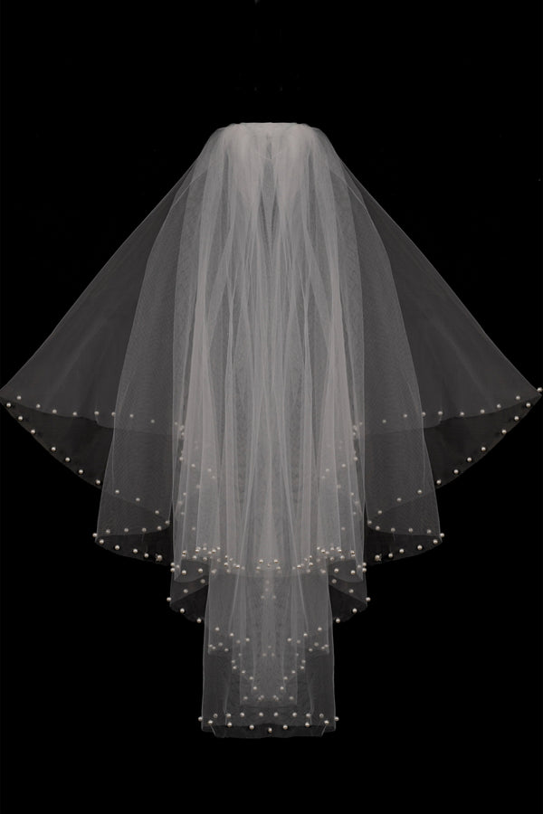 Cornelia Trendy With Pearls Wedding Veils-stylesnuggle