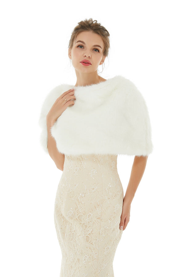 Delcy - Winter Faux Fur Wedding Wrap-stylesnuggle