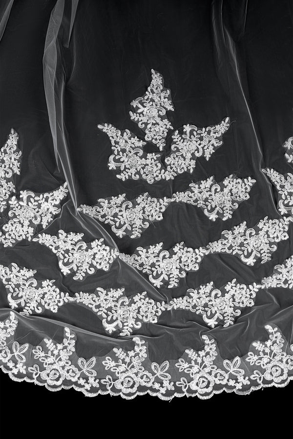 Delia Fancy Long Tulle Wedding Veil-stylesnuggle