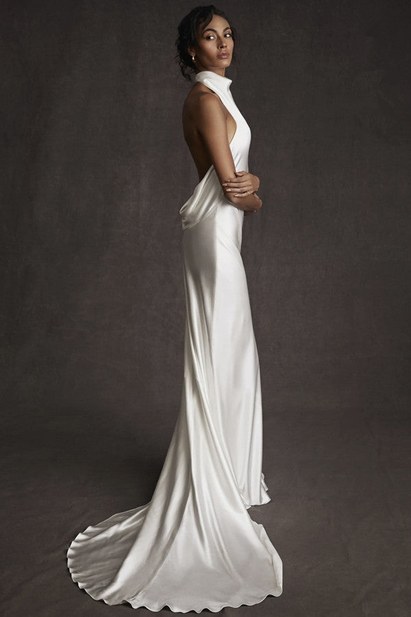 Elegant Backless High Neck Mermaid Wedding Dress On Sale-stylesnuggle