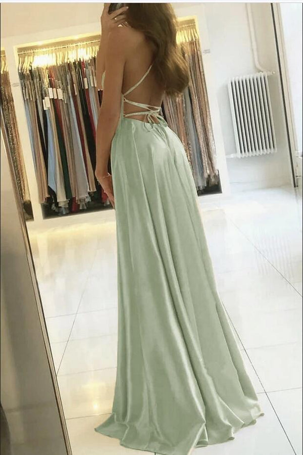 Elegant Spaghetti-Straps Long Prom Dress With Split-stylesnuggle