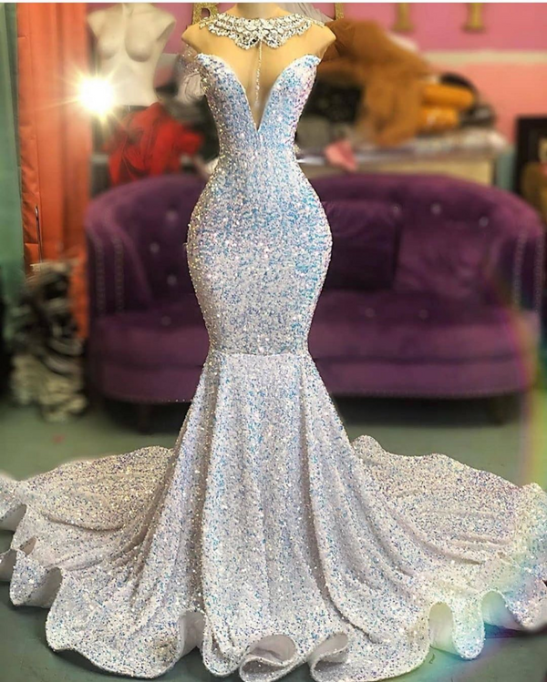 Glamorous Sequins Mermaid Long Evening Prom Dress Online-stylesnuggle