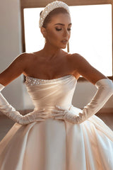 Gorgeous Strapless Ball Gown Wedding Dress With Beadings Online-stylesnuggle