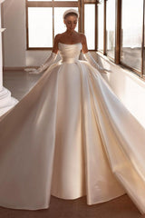 Gorgeous Strapless Ball Gown Wedding Dress With Beadings Online-stylesnuggle