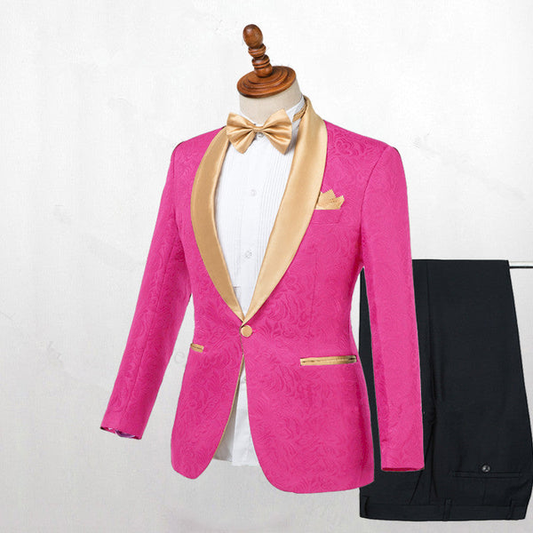 Shop Hot Pink One Button Fashion Slim Fit Wedding Suits from stylesnuggles. Free shipping available. View our full collection of Fuchsia Shawl Lapel wedding suits available in different colors with affordable price.