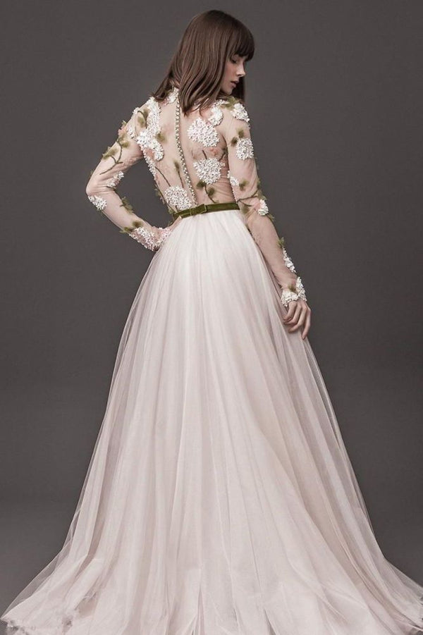 This Lace Long Sleeves Floral A-line Wedding Dresses Pleated Tulle Bridal Gowns Online at stylesnuggle comes in all sizes and colors. Shop a selection of formal dresses for special occasion and weddings at reasonable price.