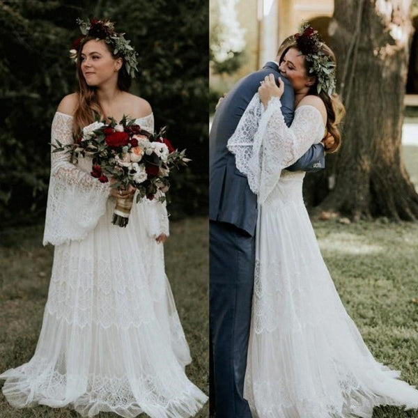 stylesnuggle custom made you this Long Sleevess Beach Beach Garden Tulle White Loose Wedding Dress comes in all sizes and colors. Welcome to pick the most fabulous style today, extra coupons to save a lot.