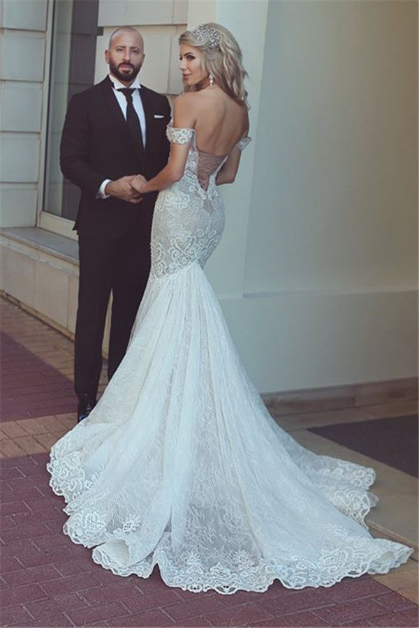 stylesnuggle custom made this Modern lace mermaid off-the-shoulder wedding dress at lowest price, we sell dresses online all over the world. Also, extra discount are offered to our customs. We will try our best to satisfy everyoneone and make the dress fi