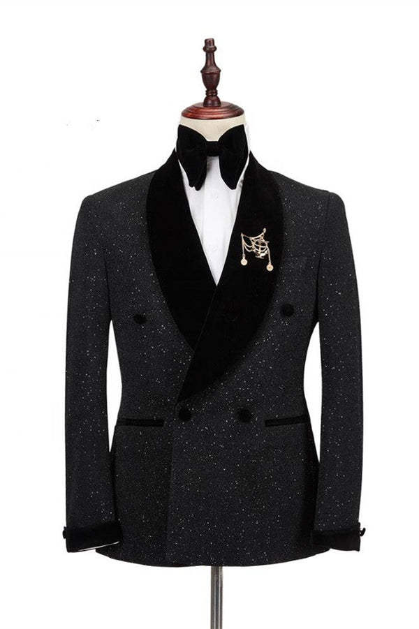 Buy Shawl Lapel Double Breasted Sparkle Black Wedding Suits for men from stylesnuggle. Huge collection of Shawl Lapel Double Breasted Men Suit sets at low offer price &amp; discounts, free shipping &amp; made. Order Now.