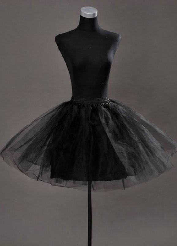 Short Black Taffeta A Line Boneless Two Tier Wedding Petticoats-stylesnuggle