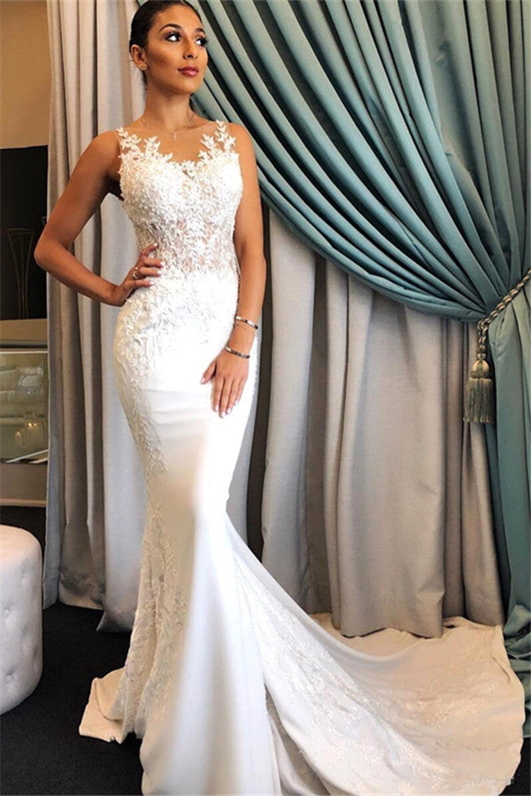 Custom made this latest Sleeveless Mermaid Classic Bridal Gowns Appliques Lace Wedding Dresses Online on stylesnuggle. We offer extra coupons, make in and affordable price. We provide worldwide shipping and will make the dress perfect for everyoneone.
