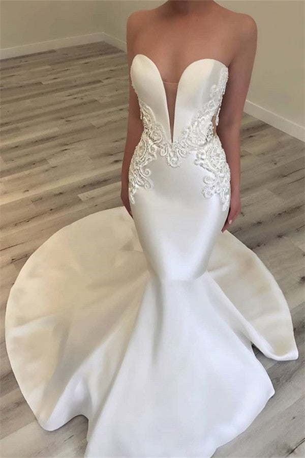 Custom made this latest Strapless Appliques Wedding Dresses Classic Mermaid Open Back Dresses for Weddings BC0628 on stylesnuggle. We offer extra coupons, make in and affordable price. We provide worldwide shipping and will make the dress perfect for everyoneone.