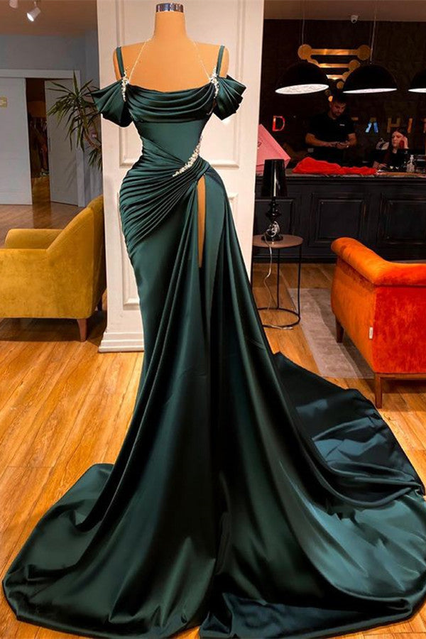 Stunning Off-the-Shoulder Mermaid Prom Dress Ruffles With High Split-stylesnuggle