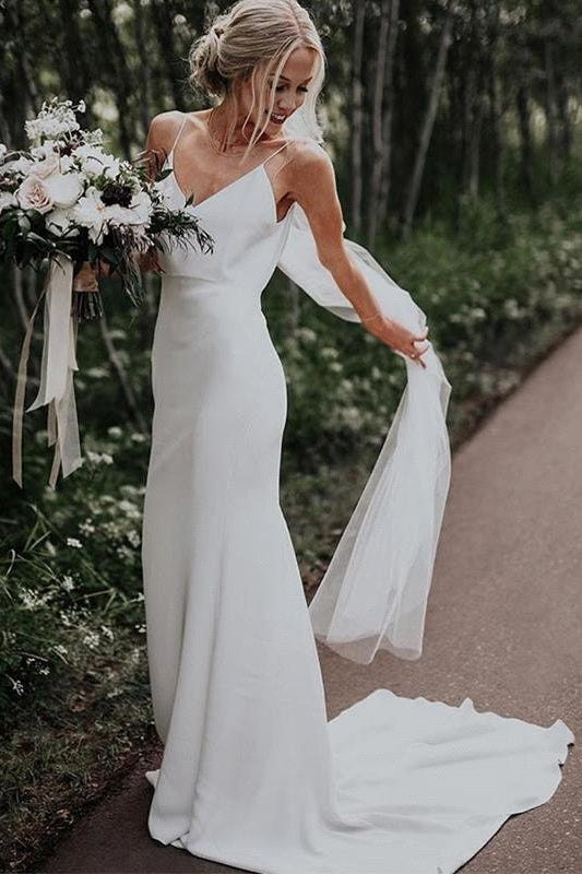 stylesnuggle custom made you this Summer White Beach Column Beach Court Train Wedding Dress comes in all sizes and colors. All sold at factory price.