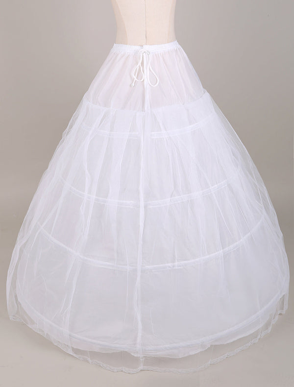 White Ball Gown Style Bridal Petticoat with Drawstring Waist-stylesnuggle