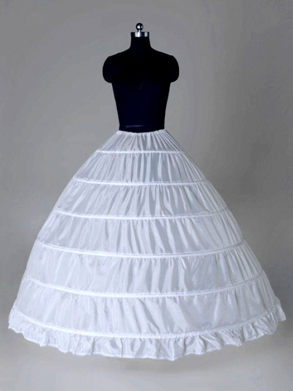 White Long White Full Gown 6 Hoop Bridal Crinoline Slip Wedding Petticoat-stylesnuggle